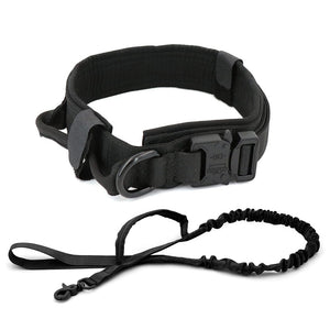 The KedStore Black Set / M (34-42cm) / China Military Tactical Adjustable Dog Collar with Leash-Control Handle | TheKedStore