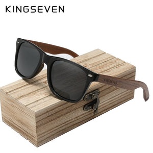 The KedStore Black Wood box / China / Original Polarized KINGSEVEN New Black Walnut Sunglasses Wood Polarized Sunglasses Men&#39;s Glasses Handmade UV400 Protection Eyewear Retro Wooden Box