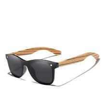 Load image into Gallery viewer, The KedStore black Zebra wood / With Wood Case KINGSEVEN Polarized Square Sunglasses Men Women Zebra Wooden Frame Mirror Flat Lens | TheKedStore