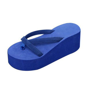 The KedStore blue / 38 Women's Summer Fashion Slipper Flip Flops / Beach Wedge Thick Sole Heeled Shoes