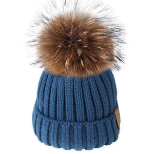 The KedStore Blue / 4-10 years old Pom pom hat for Kids Ages 1-10 / Knit Beanie