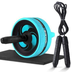 The KedStore Blue C with Rope / 12.99"*6.61" 2 in 1 ab roller & jump rope no noise abdominal wheel with mat for arm waist leg exercise | TheKedStore