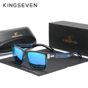 The KedStore Blue / China KINGSEVEN Square Retro Gradient Polarized Sunglasses