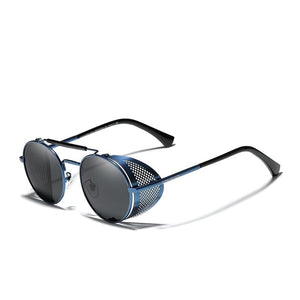 The KedStore Blue Gray KINGSEVEN Retro Round Steampunk Sunglasses For Men Women Gafas De Sol | TheKedStore