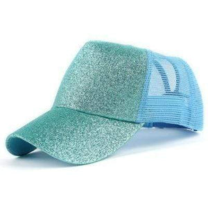 The KedStore blue Sequins Glitter Ponytail Baseball Caps Sequins Shining Adjustable Snapback