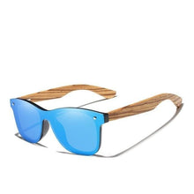 Load image into Gallery viewer, The KedStore Blue Zebra wood / With Wood Case KINGSEVEN Polarized Square Sunglasses Men Women Zebra Wooden Frame Mirror Flat Lens | TheKedStore