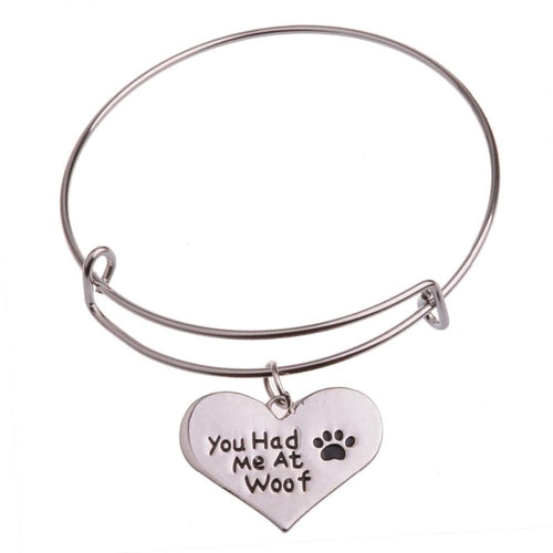 The KedStore Bracelet Bangle - Dog Tag Paw Footprint Love Heart. Huella de pata de etiqueta de perro. Pulsera