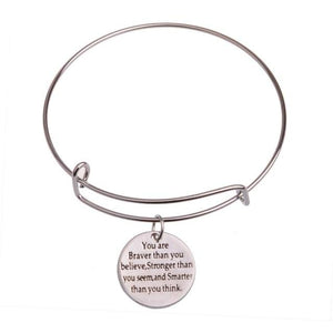 The KedStore Braver Stronger Bracelet Bangle - Dog Tag Paw Footprint Love Heart. Huella de pata de etiqueta de perro. Pulsera