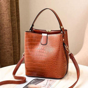 The KedStore Brown / (30cm<Max Length<50cm) Crocodile Pattern Handbag Shoulder Messenger Bag