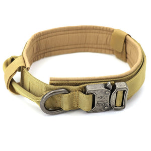 The KedStore Brown Collar / M (34-42cm) / China Military Tactical Adjustable Dog Collar with Leash-Control Handle | TheKedStore