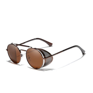 The KedStore Brown KINGSEVEN Retro Round Steampunk Sunglasses For Men Women Gafas De Sol | TheKedStore