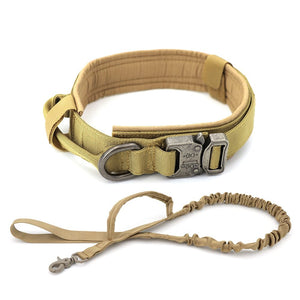 The KedStore Brown Set / M (34-42cm) / China Military Tactical Adjustable Dog Collar with Leash-Control Handle | TheKedStore