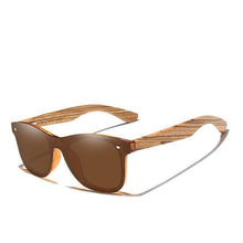 Load image into Gallery viewer, The KedStore brown Zebra wood / With Wood Case KINGSEVEN Polarized Square Sunglasses Men Women Zebra Wooden Frame Mirror Flat Lens | TheKedStore