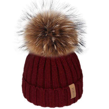 Load image into Gallery viewer, The KedStore Burgundy / 4-10 years old Pom pom hat for Kids Ages 1-10 / Knit Beanie