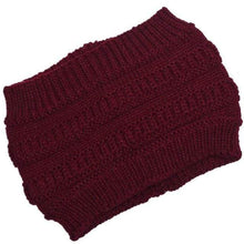 Load image into Gallery viewer, The KedStore Burgundy Ponytail beanie stretch cotton knit hat | TheKedStore