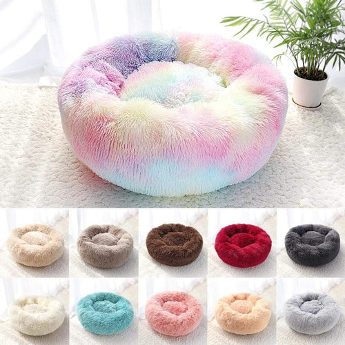 The KedStore Calming Dog Bed For Anxiety Relieving & Cuddling Your Pet In Round Orthopedic Soft Long Plush Cat Dog Bed Cushion