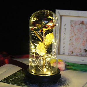 The KedStore Colorful / United States Beauty and the Beast Eternal Flower Rose In Flask Decoration Artificial Flowers In Glass Cover