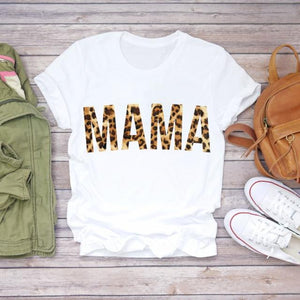 Super Mom Print T-shirts Top