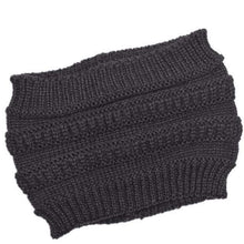 Load image into Gallery viewer, The KedStore Dark grey Ponytail beanie stretch cotton knit hat | TheKedStore