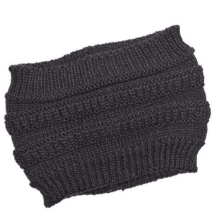 The KedStore Dark grey Ponytail beanie stretch cotton knit hat | TheKedStore