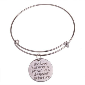 The KedStore Father Daughter Bracelet Bangle - Dog Tag Paw Footprint Love Heart. Huella de pata de etiqueta de perro. Pulsera