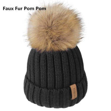 Load image into Gallery viewer, The KedStore Faux Fur Pom 1 / 4-10 years old Pom pom hat for Kids Ages 1-10 / Knit Beanie