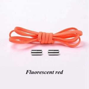 The KedStore Fluorescent red No tie Shoelaces Round Elastic Shoe Laces For Sneakers Shoelace Quick Lazy Laces Shoestrings