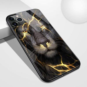 The KedStore for 11 pro max / 00592 / Glass case iPhone glass / TPU back cover Lion anime phone case