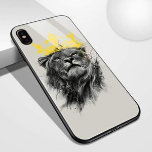 The KedStore for 11 pro max / 03166 / Glass case iPhone glass / TPU back cover Lion anime phone case