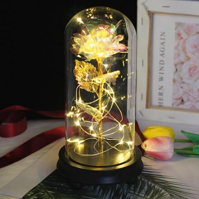 The KedStore Fulcrum base / United States Beauty and the Beast Eternal Flower Rose In Flask Decoration Artificial Flowers In Glass Cover