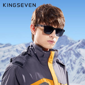 The KedStore Genuine KINGSEVEN Brand Square Retro Gradient Polarized Sunglasses Women Men Carbon Fiber Pattern Design Outdoor Sports Eyewear