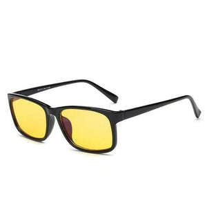 The KedStore Glossy Black Yellow Glasses with Anti Blue Light Blocking Filter - Reduces Digital Eye Strain - Clear Regular Computer Gaming Glasses