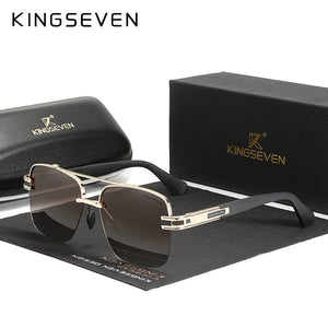 The KedStore Gold Brown KINGSEVEN 2022 Design Sunglasses Polarized Gradient Square Retro Eyewear Okulary