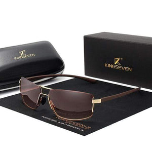 The KedStore gold brown KINGSEVEN Brand Design Sunglasses Men Women Square Frame Gafas | TheKedStore