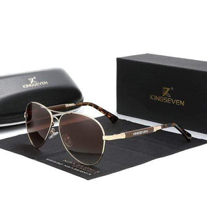 The KedStore Gold Gradient Brown KINGSEVEN 2021 Quality Titanium Alloy Sunglasses Polarized Pilot Mirror Eyewear Oculos de sol | TheKedStore