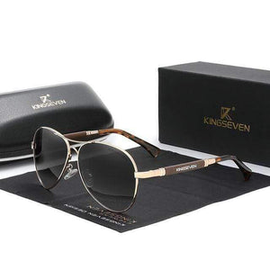 The KedStore Gold Gradient Gray KINGSEVEN 2021 Quality Titanium Alloy Sunglasses Polarized Pilot Mirror Eyewear Oculos de sol | TheKedStore