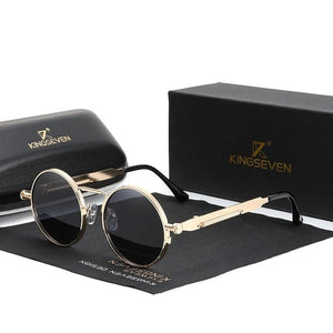 KINGSEVEN High Quality Gothic Steampunk Retro Polarized Sunglasses Vintage Round Metal Frame | TheKedStore