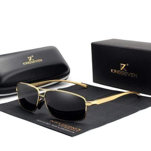 The KedStore gold gray KINGSEVEN Vintage Retro Men Women Polarized Sunglasses Square Classic | TheKedStore