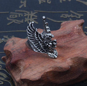 The KedStore Gothic Punk Stainless Steel Ring Retro Rabbit Snake Tiger Wolf Rings Skeleton Devil Evil Eye Ring