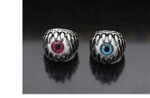 The KedStore Gothic Punk Stainless Steel Ring Retro Rabbit Snake Tiger Wolf Rings Skeleton Devil Evil Eye Ring