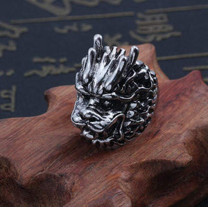 The KedStore Gothic Punk Stainless Steel Ring Retro Rabbit Snake Tiger Wolf Rings Skeleton Devil Evil Eye Ring