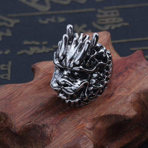 Gothic Punk Stainless Steel Ring Retro Rabbit Snake Tiger Wolf Rings Skeleton Devil Evil Eye Ring