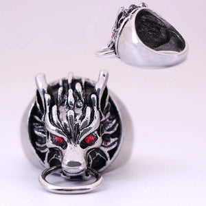 The KedStore Gothic Punk Stainless Steel Ring Retro Rabbit Snake Tiger Wolf Rings Skeleton Devil Evil Eye Ring