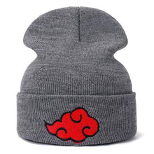 Load image into Gallery viewer, The KedStore gray Akatsuki Logo Beanies Japanese Anime Winter Knitted Hats Embroidery Uchiha Warm Skullies Beanie Skiing Knit Hats Hat Hip Hop