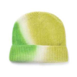 The KedStore green and yellow Xthree New  Women's Winter Hat Beanie tie-dyed Colorful Knitted Hat Skullies Warm Bonnet Cap
