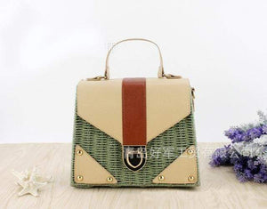 Vintage style Bohemian straw beach handbag / Rattan handmade knitted crossbody bag