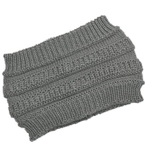 The KedStore Grey Ponytail beanie stretch cotton knit hat | TheKedStore