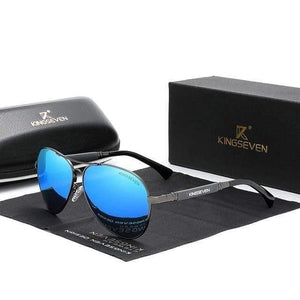 The KedStore Gun Blue KINGSEVEN 2021 Quality Titanium Alloy Sunglasses Polarized Pilot Mirror Eyewear Oculos de sol | TheKedStore