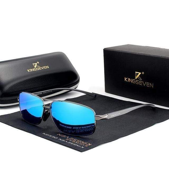 The KedStore gun Blue KINGSEVEN Vintage Retro Men Women Polarized Sunglasses Square Classic | TheKedStore