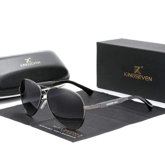 The KedStore Gun Gradient Gray KINGSEVEN 2021 Quality Titanium Alloy Sunglasses Polarized Pilot Mirror Eyewear Oculos de sol | TheKedStore